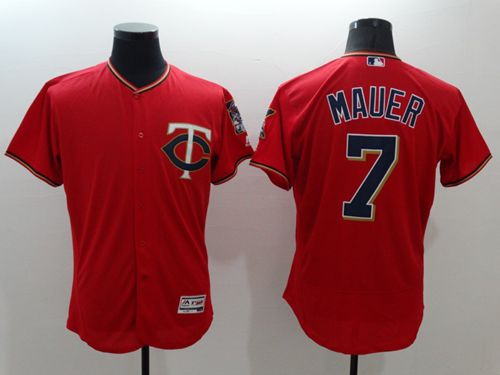 Twins #7 Joe Mauer Red Flexbase Authentic Collection Stitched MLB Jersey